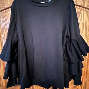 Notations Black Layered Sleeve Blouse